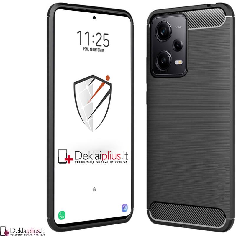Carbon guminis dėklas - juodas (Xiaomi Redmi Note 12 Pro Plus) Carbon guminis dėklas - juodas (Xiaomi Redmi Note 12 Pro Plus)